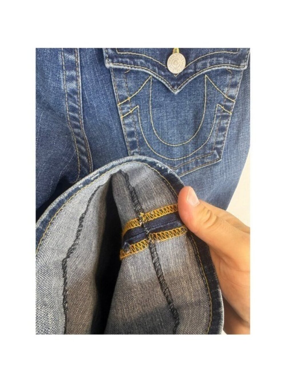 True Religion Straight Leg Jeans Blue Wash Low Rise Women 32X32  USA 10572 - Picture 4 of 12